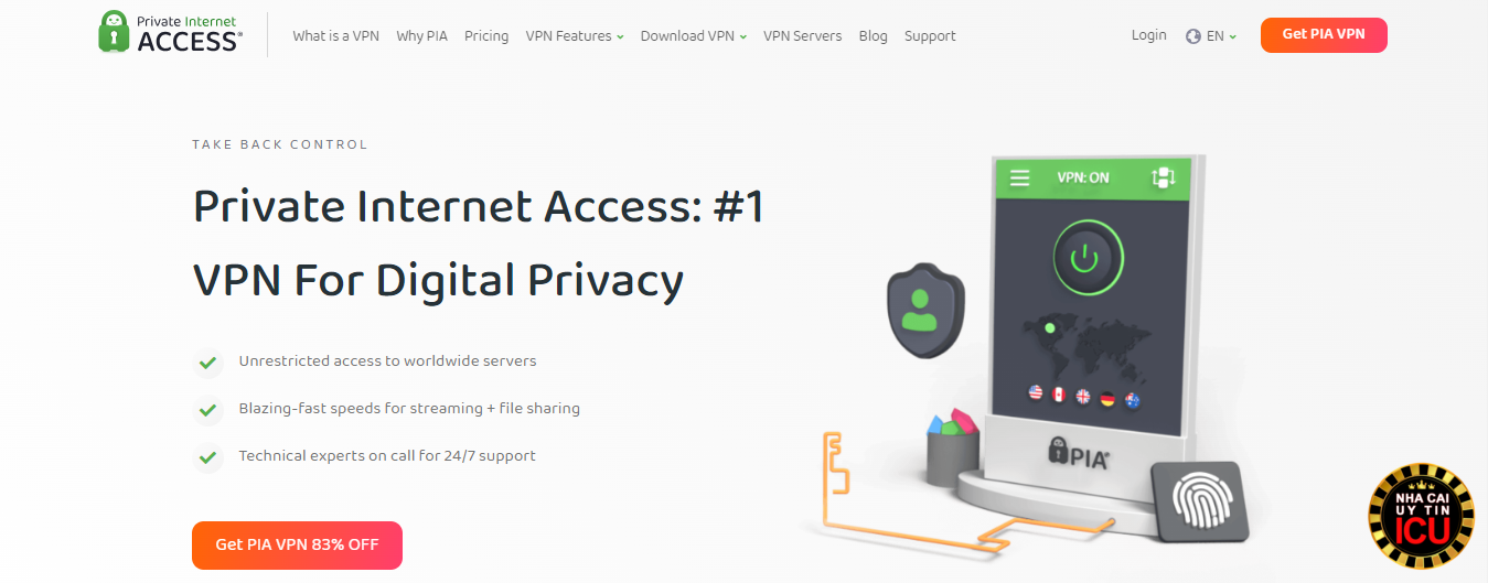 Truy cập website của PIA để thực hiện cách fake IP bằng Privarte Internet Access (PIA)